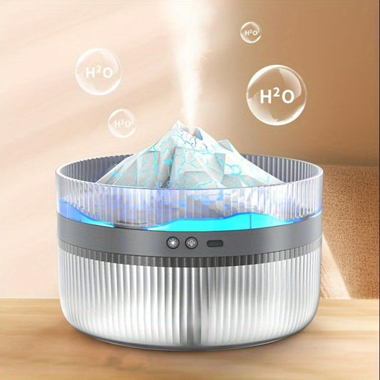 2 Color LED Mood Simulation Volcano Flame Light Humidifier
